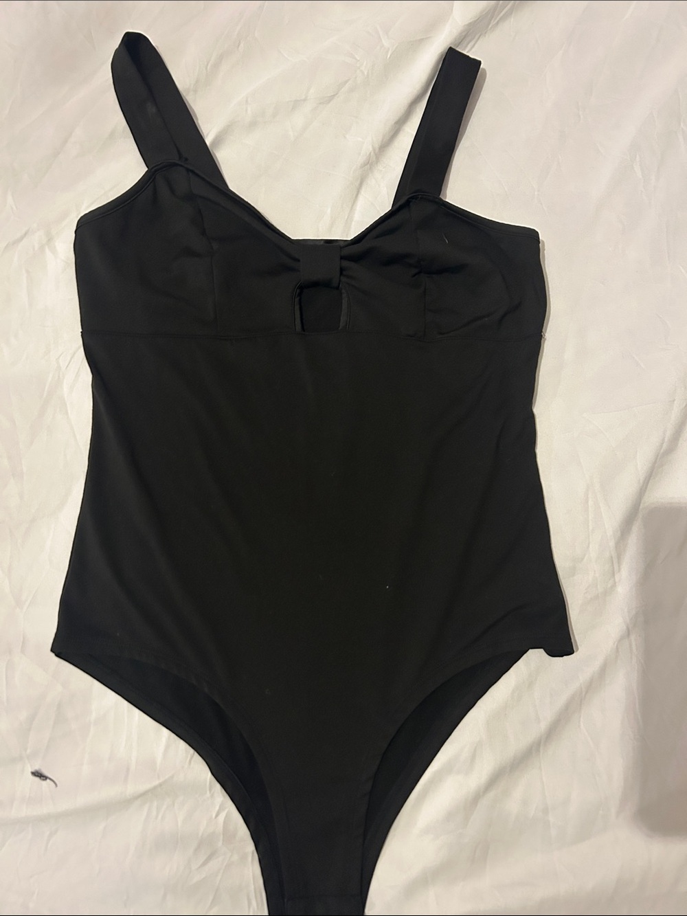 SHEIN Black Women's One-Piece Bodysuit with Front Cutout